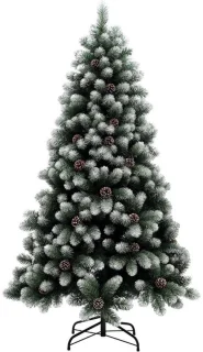 Kunstkerstboom 180 cm met sneeuwtoppen en dennenappels