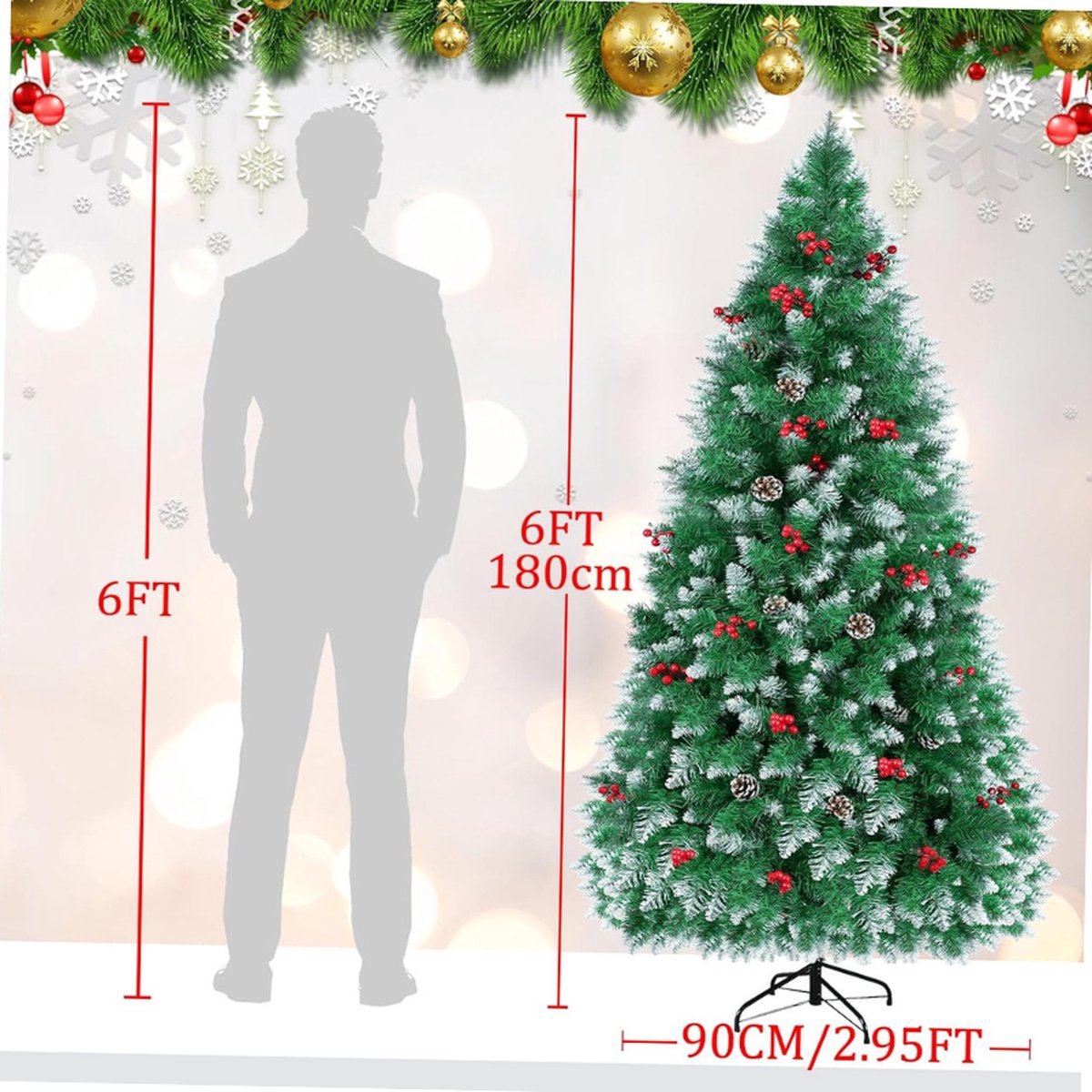 Kunstkerstboom 180 cm met standaard