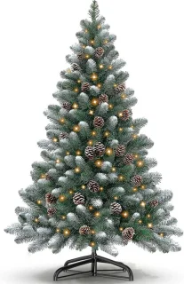 Kunstkerstboom 180 cm met verlichting en dennenappels