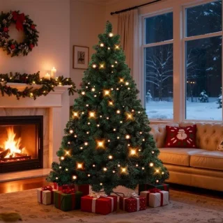 Kunstkerstboom 180 cm met warm witte ledverlichting