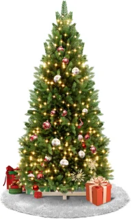 Kunstkerstboom 180 cm PE/PVC - Houten standaard