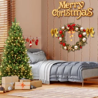 Kunstkerstboom 180 cm PE/PVC - Houten standaard