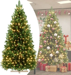 Kunstkerstboom 180 cm PE/PVC met houten standaard