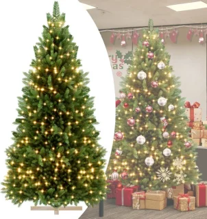 Kunstkerstboom 180 cm PE/PVC met houten standaard