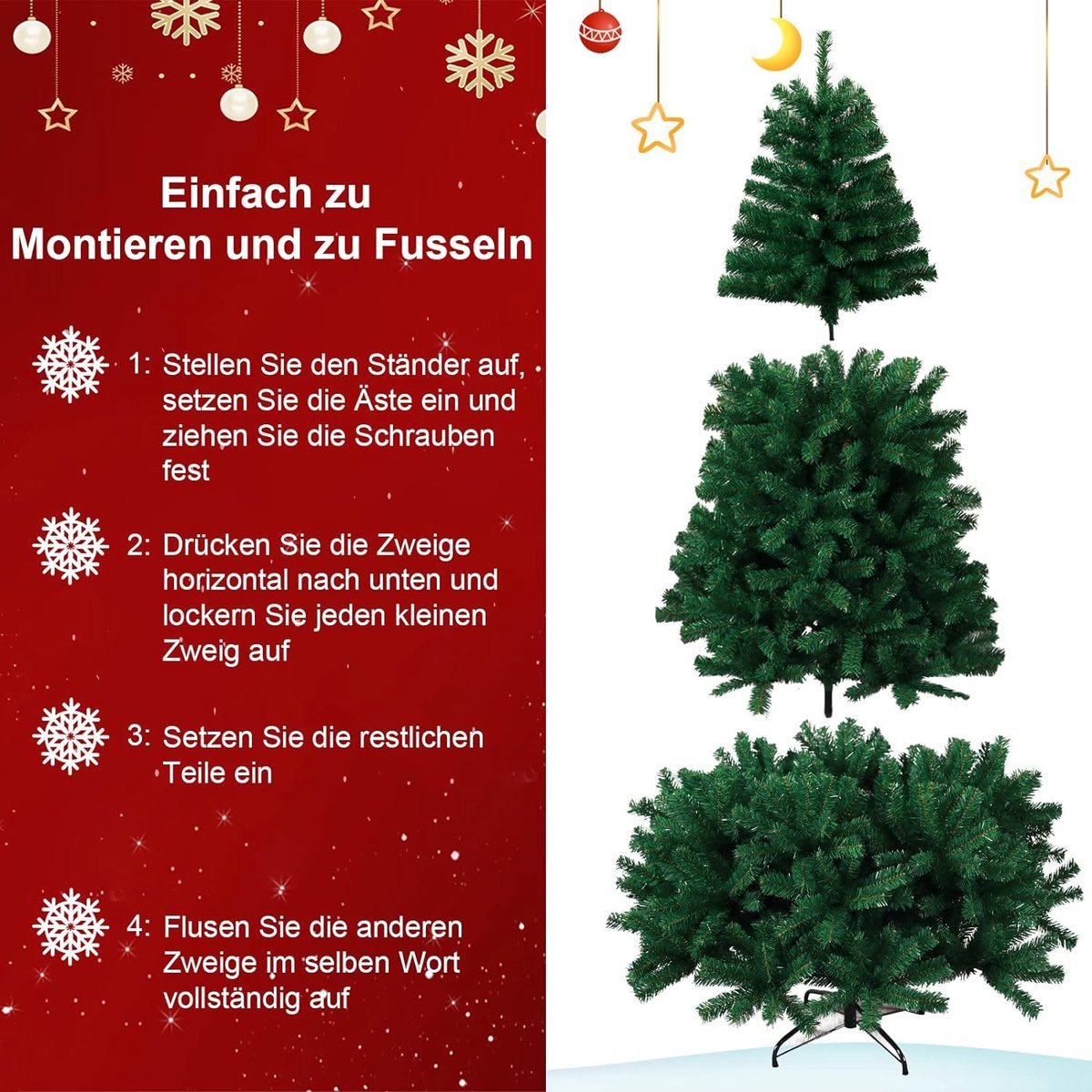 Kunstkerstboom 180 cm PVC met metalen standaard groen