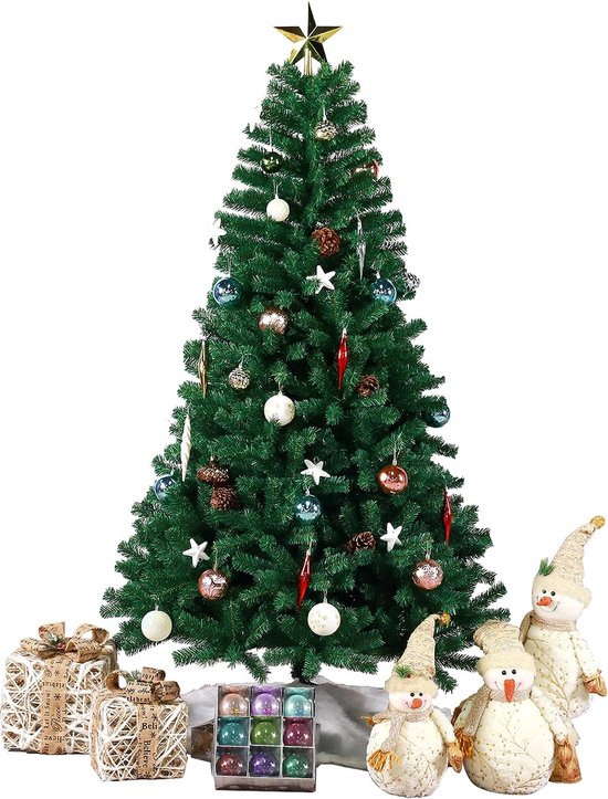 Kunstkerstboom 180 cm PVC met metalen standaard groen