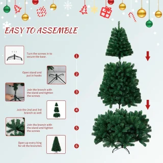 Kunstkerstboom 180 cm PVC met metalen standaard