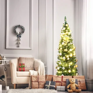 kunstkerstboom 180 cm slank met metalen standaard