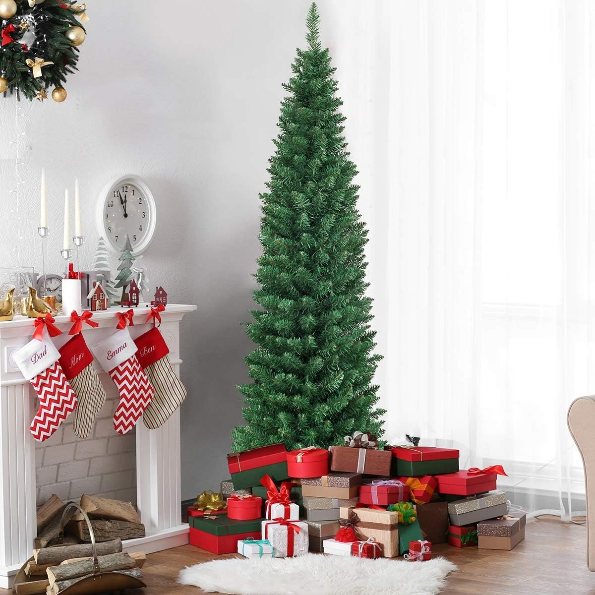 kunstkerstboom 180 cm slank met metalen standaard