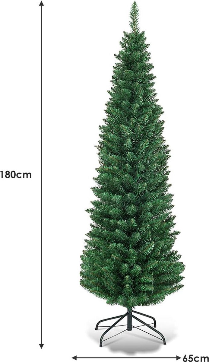 kunstkerstboom 180 cm slank met metalen standaard