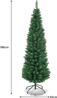 kunstkerstboom 180 cm slank met metalen standaard