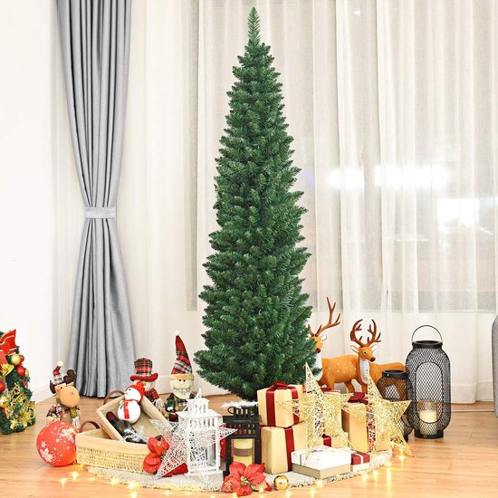 kunstkerstboom 180 cm slank met metalen standaard