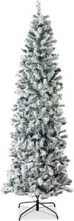 Kunstkerstboom 180 cm slim met sneeuw en verlichting