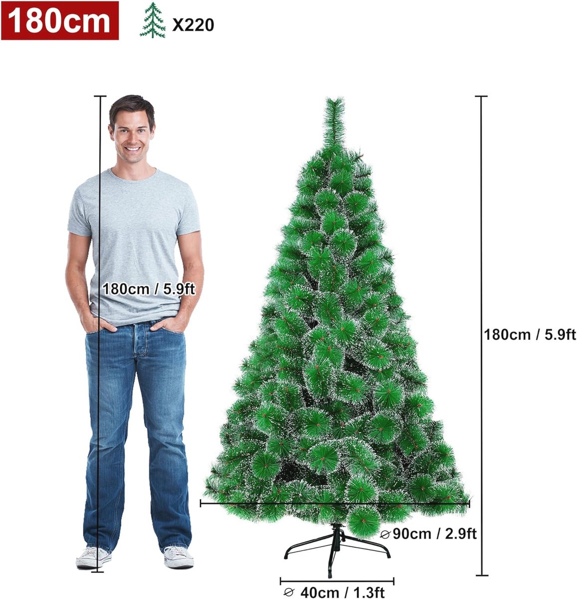 Kunstkerstboom 180 cm Vlamvertragend Sneeuweffect