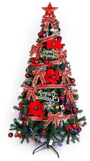 Kunstkerstboom 180 cm volledig versierd met linten
