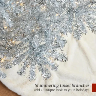 Kunstkerstboom 180 cm, zilver, metalen standaard