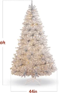 Kunstkerstboom 180 cm, zilver, metalen standaard