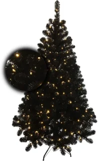 Kunstkerstboom 180 cm zwart met 350 ledverlichting