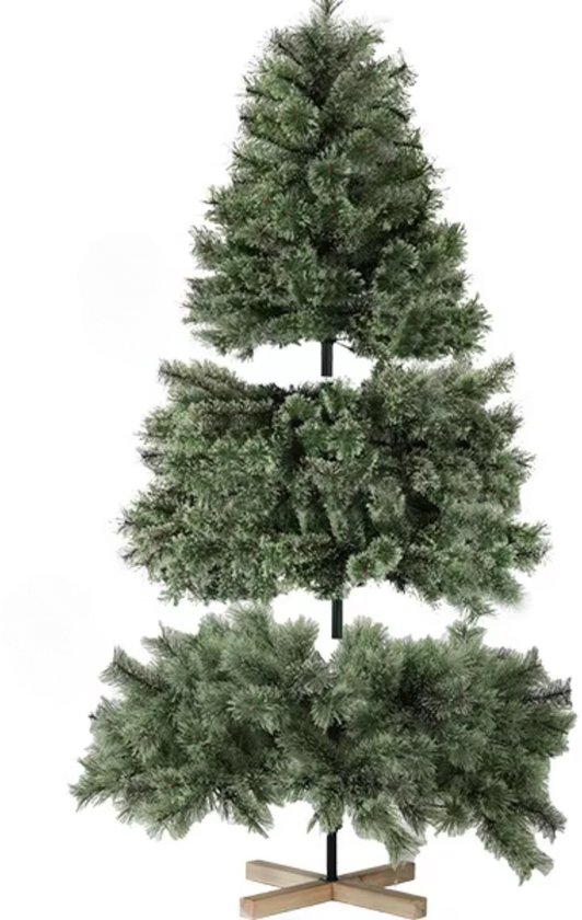 Kunstkerstboom 180cm PVC met houten standaard zonder LED