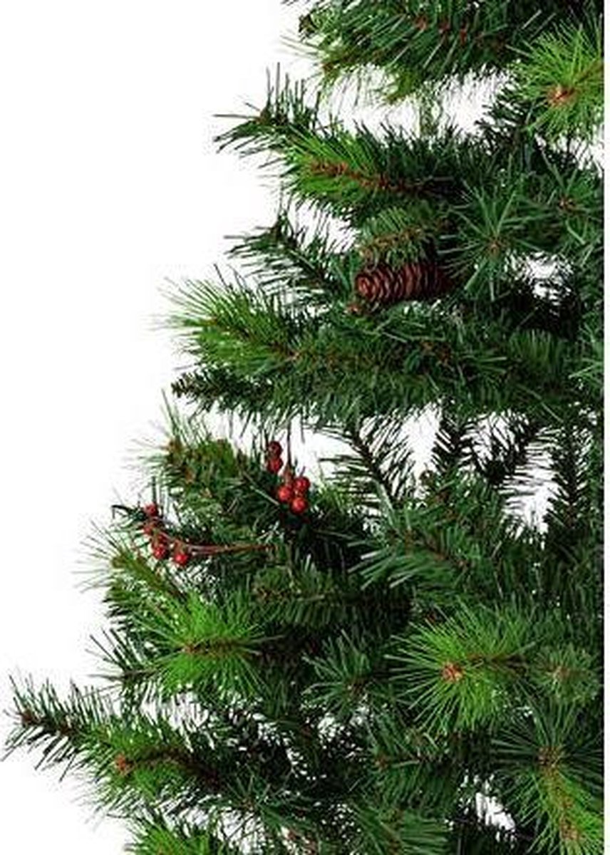 Kunstkerstboom 180cm versierd met dennenappels en bessen