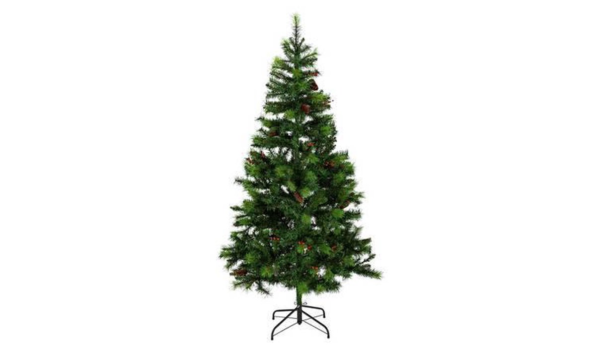 Kunstkerstboom 180cm versierd met dennenappels en bessen
