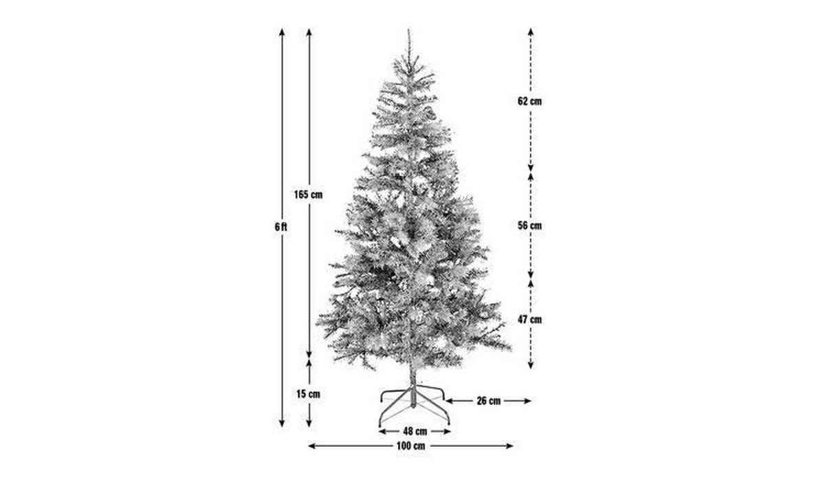 Kunstkerstboom 180cm versierd met dennenappels en bessen