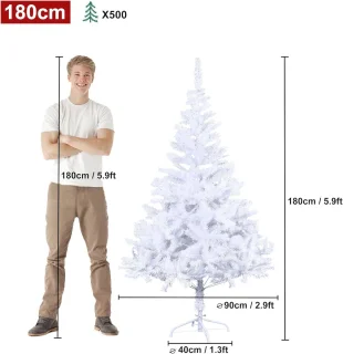Kunstkerstboom 180cm Wit met Metalen Standaard