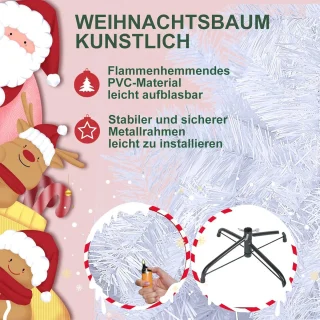 Kunstkerstboom 180cm Wit met Metalen Standaard