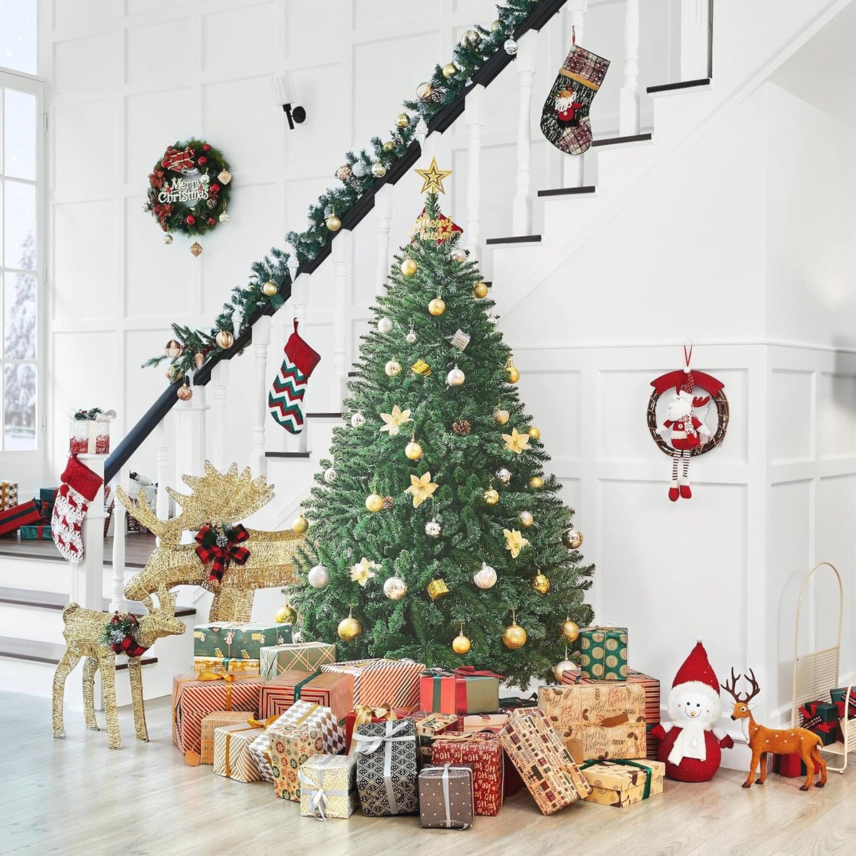 Kunstkerstboom 183 cm PVC Sparrenboom met Metalen Standaard