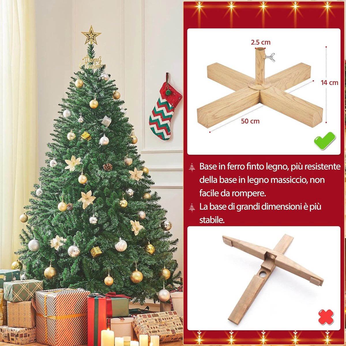 Kunstkerstboom 183 cm PVC Sparrenboom met Metalen Standaard
