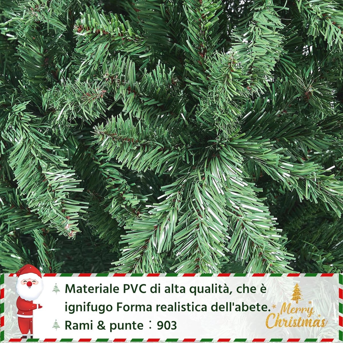 Kunstkerstboom 183 cm PVC Sparrenboom met Metalen Standaard
