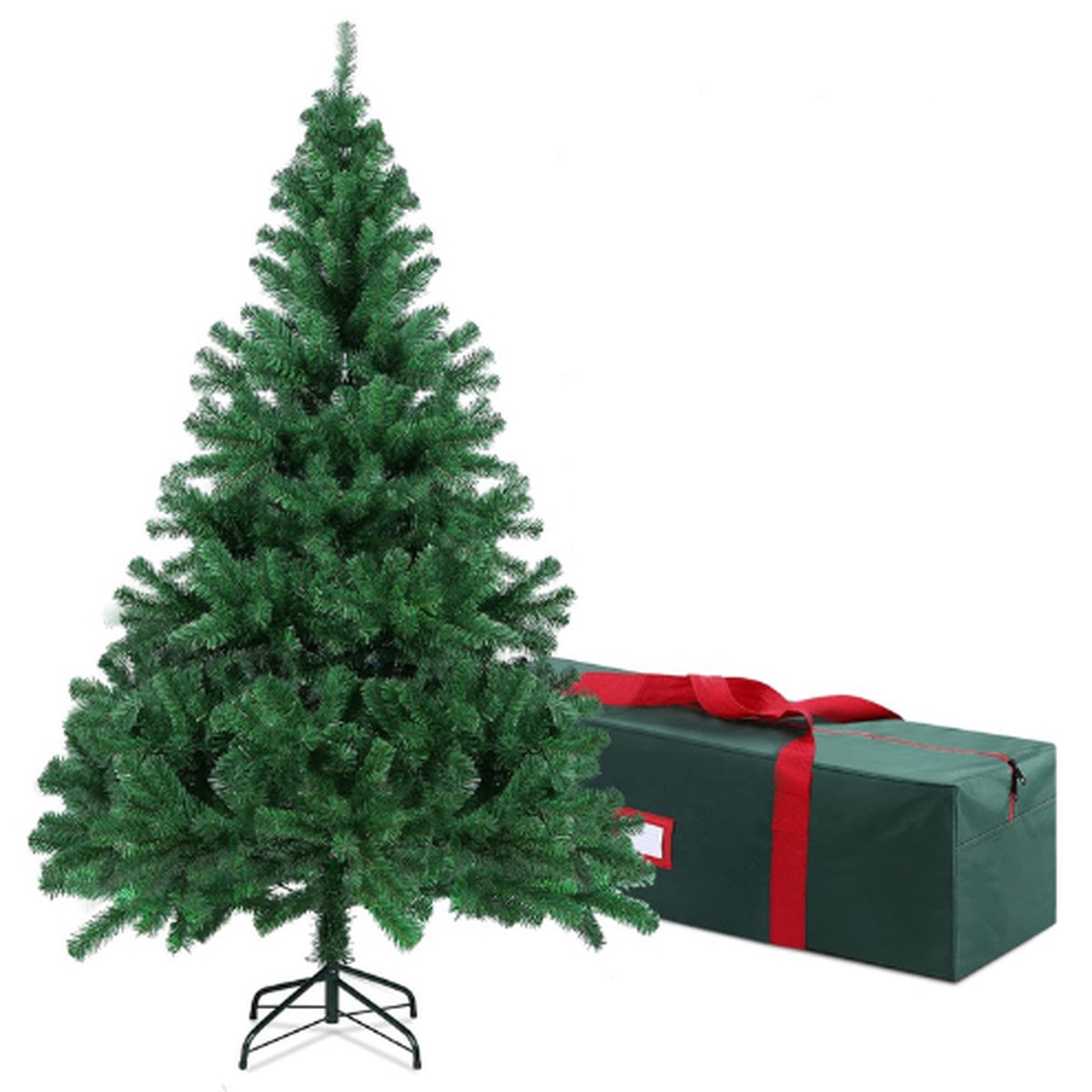 Kunstkerstboom 185 cm PVC/PE met Metalen Standaard en Opbergtas