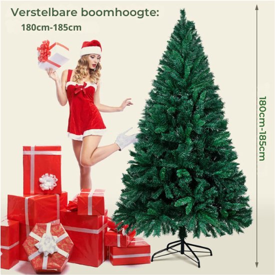 Kunstkerstboom 185 cm PVC/PE met Metalen Standaard en Opbergtas