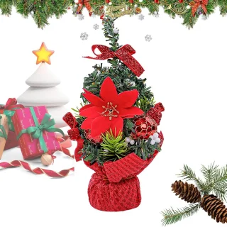 Kunstkerstboom 2 stuks - Mini tafelkerstboom 20 cm rood
