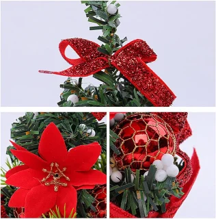 Kunstkerstboom 2 stuks - Mini tafelkerstboom 20 cm rood