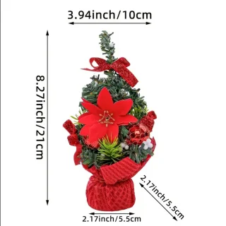 Kunstkerstboom 2 stuks - Mini tafelkerstboom 20 cm rood