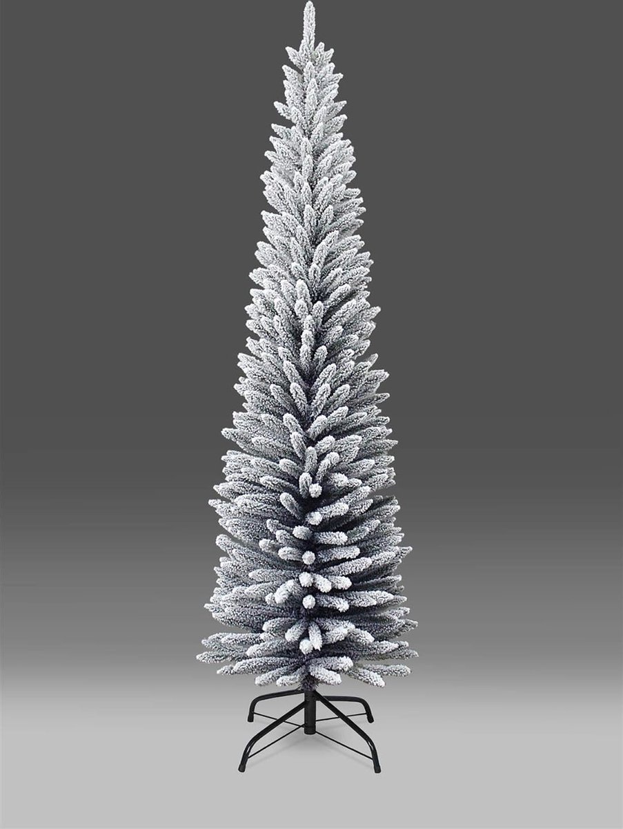 Kunstkerstboom 2,1 m met metalen standaard zwart/wit/vorstgroen