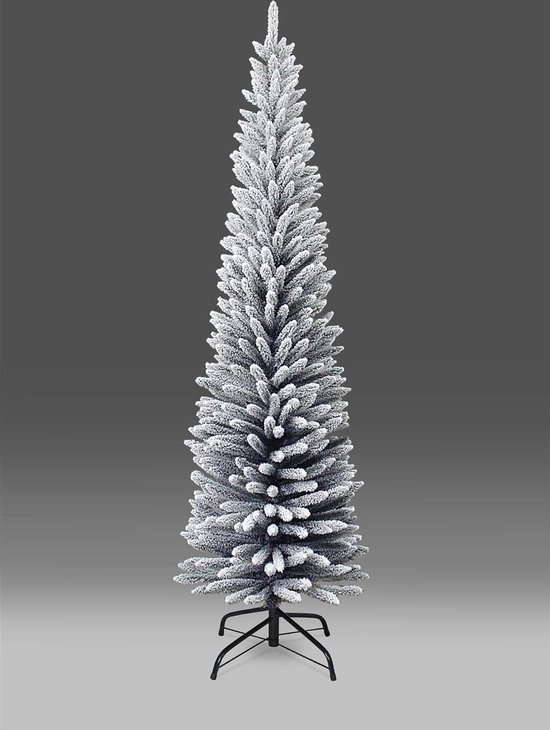 Kunstkerstboom 2,1 m met metalen standaard zwart/wit/vorstgroen