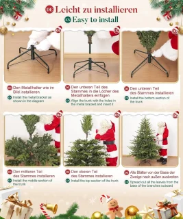 Kunstkerstboom 210 cm – 3-delig met metalen standaard