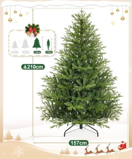Kunstkerstboom 210 cm – 3-delig met metalen standaard