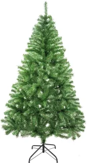 Kunstkerstboom 210 cm glanzend groen met metalen standaard