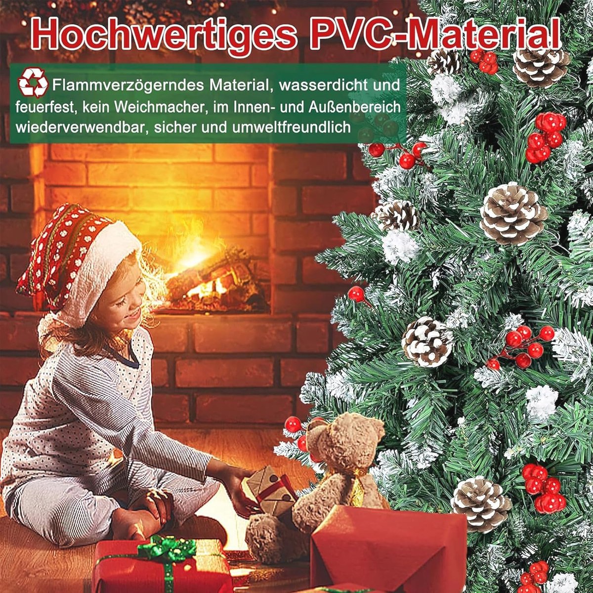 Kunstkerstboom 210 cm met dennenappels