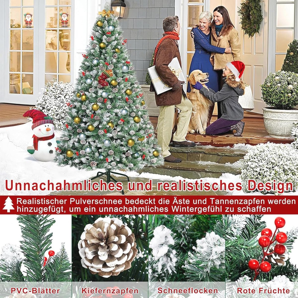 Kunstkerstboom 210 cm met dennenappels