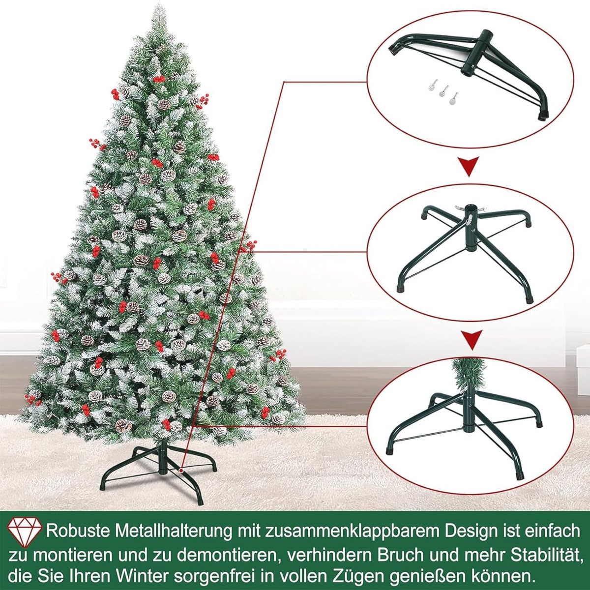 Kunstkerstboom 210 cm met dennenappels