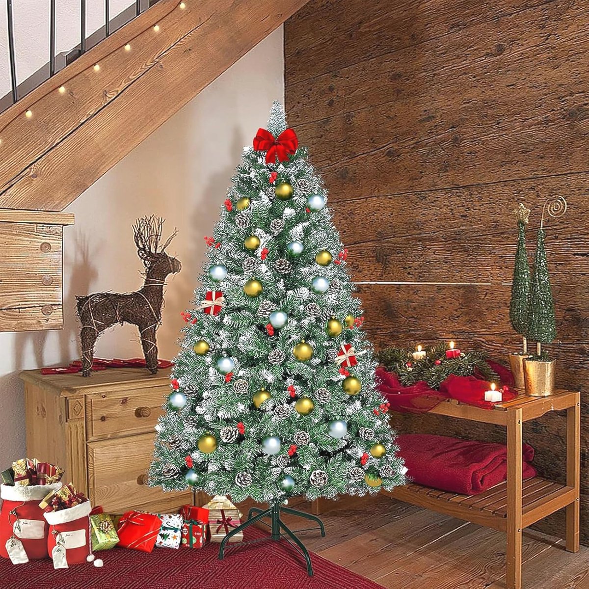 Kunstkerstboom 210 cm met dennenappels