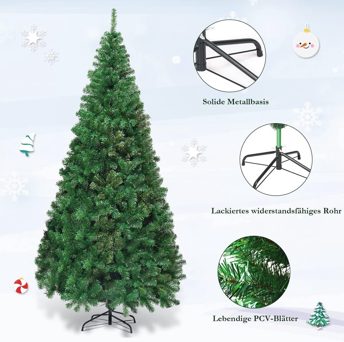 Kunstkerstboom 210 cm met Dichte Takken en Stabiele Voet