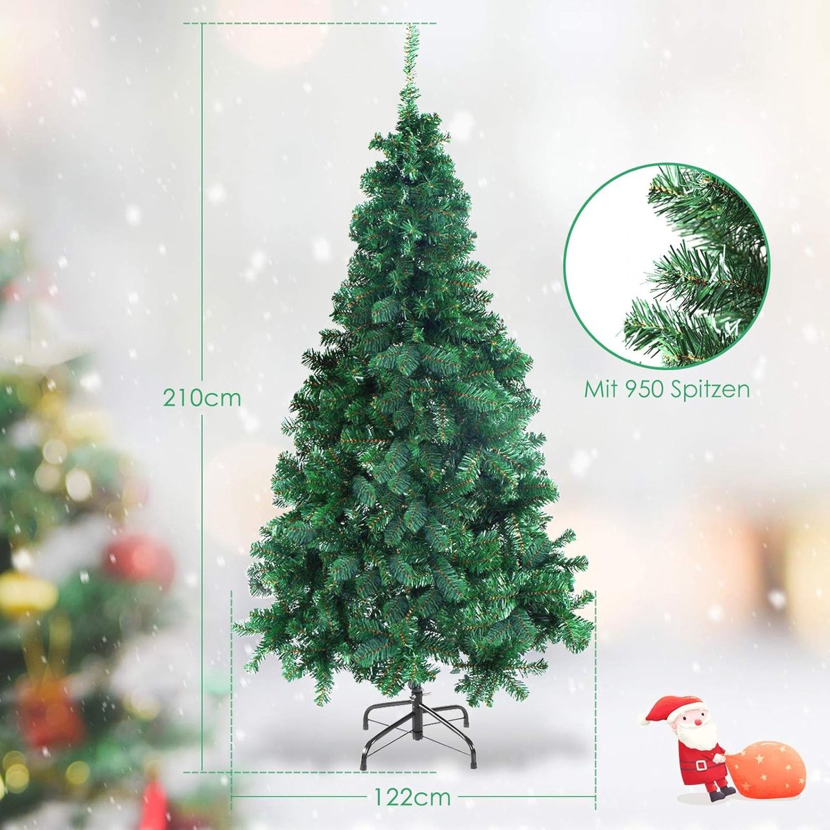 Kunstkerstboom 210 cm met Dichte Takken en Stabiele Voet