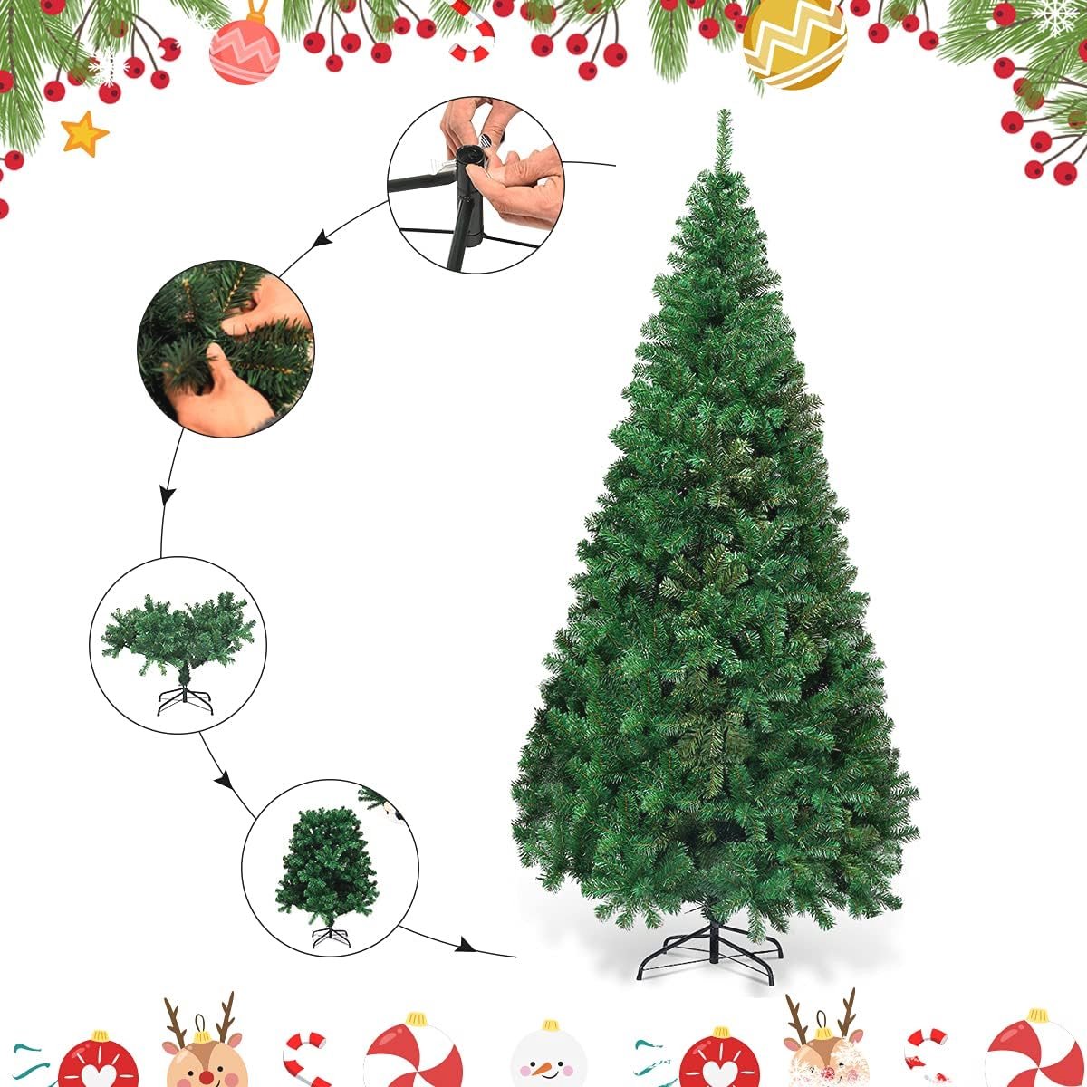 Kunstkerstboom 210 cm met Dichte Takken en Stabiele Voet