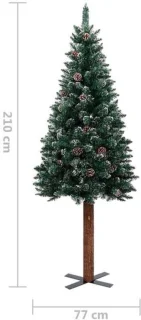 Kunstkerstboom 210 cm met houten standaard