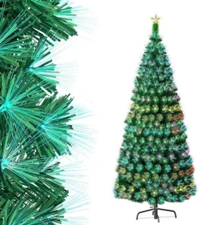 Kunstkerstboom 210 cm met led en glasvezelsterpunt